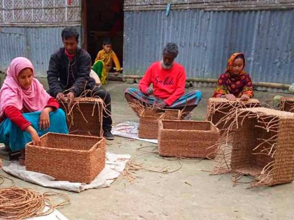 Handicrafts work in progress by local artisans